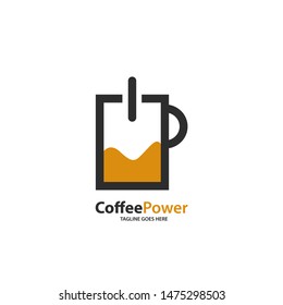 Creative Coffee Power Logo Template Design. Vector illustration