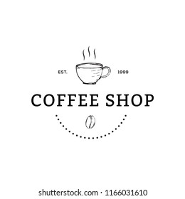 Creative Coffee Shop Concept Logo Design Template, Black and White