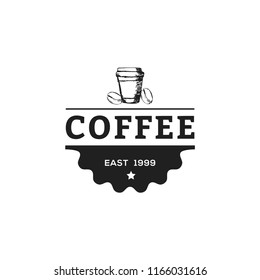 Creative Coffee Shop Concept Logo Design Template, Black and White