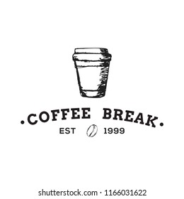 Creative Coffee Shop Concept Logo Design Template, Black and White