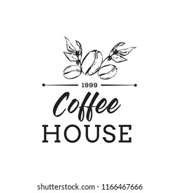 Creative Coffee Shop Concept Logo Design Template, Black and White , Badges