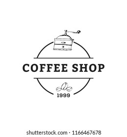 Creative Coffee Shop Concept Logo Design Template, Black and White , Badges