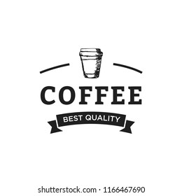 Creative Coffee Shop Concept Logo Design Template, Black and White , Badges