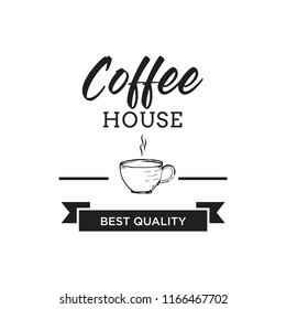 Creative Coffee Shop Concept Logo Design Template, Black and White , Badges