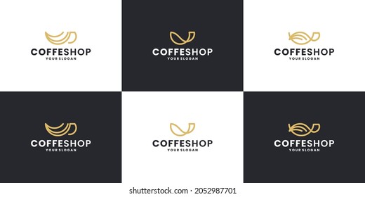 creative coffee shop with creative coffee cup logo design collections