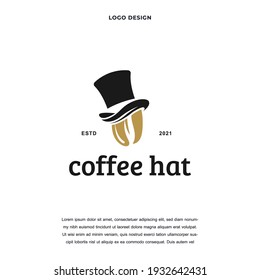 Creative coffee shop icon logo design vector illustration. coffe with hat logo design color editable