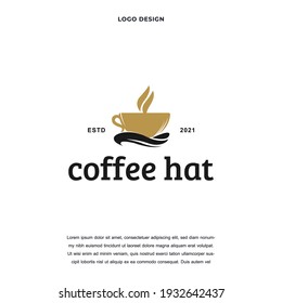 Creative coffee shop icon logo design vector illustration. coffe with hat logo design color editable