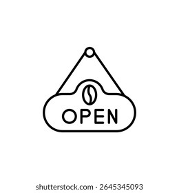 Gráfico abierto de la muestra de la cafetería creativa en fondo transparente