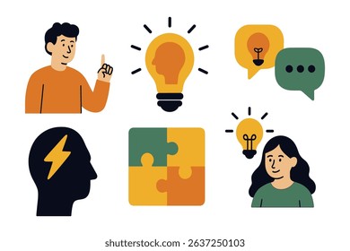 Creative collaboration brainstorming generating ideas illustration design element