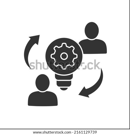 Creative collaboration glyph icon. Integrate modern ideas and strategies. Synergy concept. Filled flat sign. Isolated silhouette vector illustration