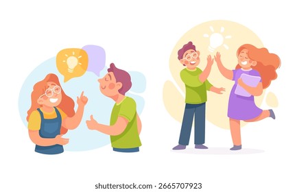 Creative Collaboration and Joyful Interaction Illustrated in Vibrant and Fun Visuals