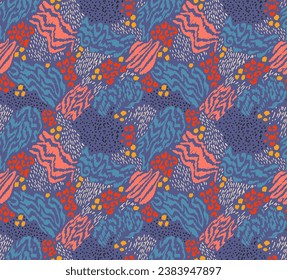 Creative collage of animal skins. Leopard, zebra, tiger. Wool and skin of wild animals. Fashionable modern pattern for wallpaper and fabric. Exotic print in different colors in flat style.
