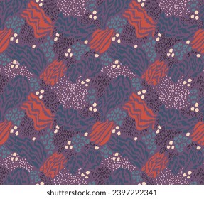 Creative collage of animal skins. Leopard, zebra, tiger. Wool and skin of wild animals. Fashionable modern pattern for wallpaper and fabric. Exotic print in different colors in flat style.