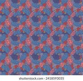 Creative collage of animal skins. Leopard, zebra, tiger. Wool and skin of wild animals. Fashionable modern pattern for wallpaper and fabric. Exotic print in different colors in flat style.
