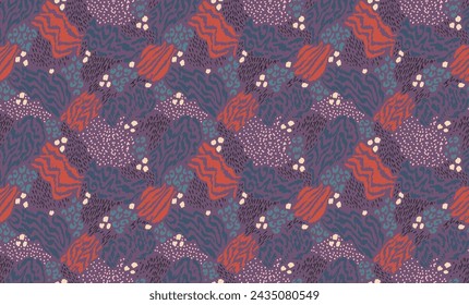 Creative collage of animal skins. Leopard, zebra, tiger. Wool and skin of wild animals. Fashionable modern pattern for wallpaper and fabric. Exotic print in different colors in flat style.