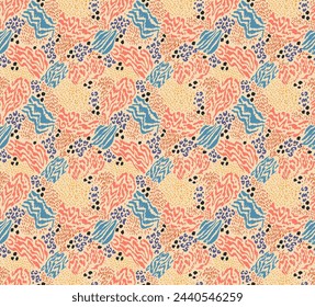 Creative collage of animal skins. Leopard, zebra, tiger. Wool and skin of wild animals. Fashionable modern pattern for wallpaper and fabric. Exotic print in different colors in flat style.