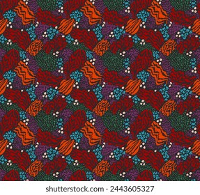 Creative collage of animal skins. Leopard, zebra, tiger. Wool and skin of wild animals. Fashionable modern pattern for wallpaper and fabric. Exotic print in different colors in flat style.
