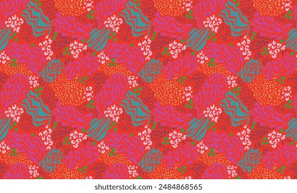 Creative collage of animal skins. Leopard, zebra, tiger. Wool and skin of wild animals. Fashionable modern pattern for wallpaper and fabric. Exotic print in different colors in flat style.