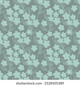 Creative collage contemporary floral seamless pattern. Fashionable template for design. Bright cut out floral shapes seamless pattern on blue background.