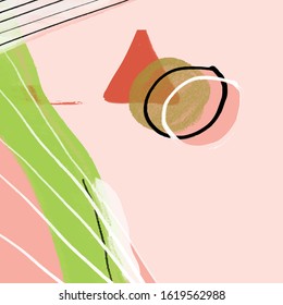 Creative collage template with contemporary shapes and scribble for social media promotion. Home decor. Scandinavian poster on canvas for interior. Nordic contemporary art for wall. 