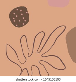 Creative collage template with leaves, contemporary scribble and shapes. Design for social media post and promotion in hand painted abstract modern trendy style. Event template, print for stationery. 