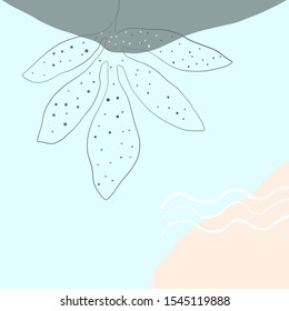 Creative collage template with leaves, contemporary scribble and shapes. Design for social media post and promotion in hand painted abstract modern trendy style. Event template, print for stationery. 