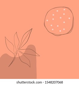 Creative collage template with leaves, contemporary scribble and shapes. Design for social media post and promotion in hand painted abstract modern trendy style. Event template, print for stationery. 