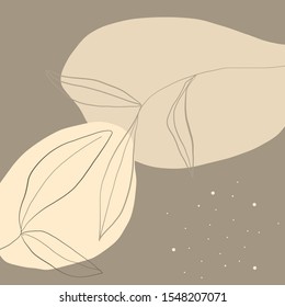 Creative collage template with leaves, contemporary scribble and shapes. Design for social media post and promotion in hand painted abstract modern trendy style. Event template, print for stationery. 