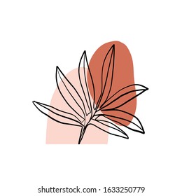 Creative collage template with leaves. Collage contemporary scribble. Texture with abstract hand painted shapes. Design for social media stories, poster, flyer, wall art decor in scandinavian style.