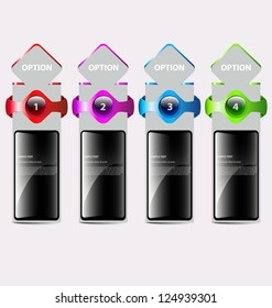 Creative collection of abstract glossy buttons for web design, labels design and presentation