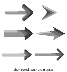 Creative collection of arrow icons. Set up different arrows for your web design. Arrow flat style, with a transition from black to white. Isolated on white background - stock vector.