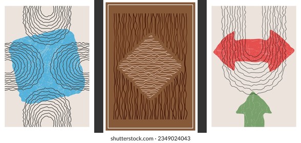Creative collection for interior design. A set of abstract paintings for the interior. A sample of art for wall decoration, interior design, prints and creative ideas