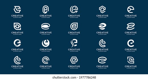 Creative Collection monogram e set .idea symbol for personal branding, business, company, etc. Premium Vector