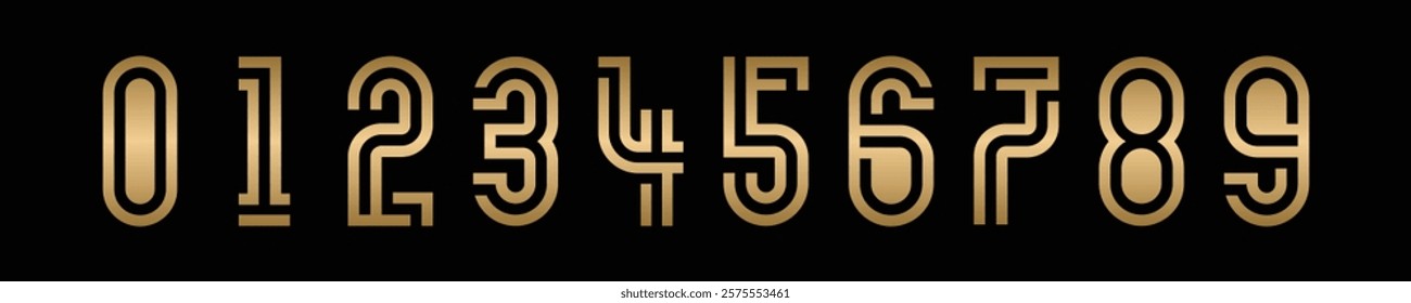 creative collection of number 1 to 10 logo designs. vector illustration with gold numbers and black background, abstract numbers
