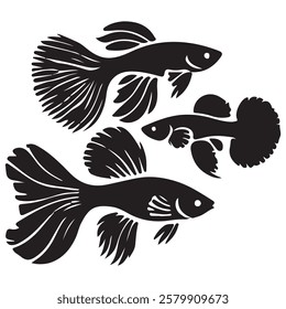 Creative collection of an sea fish silhouette design