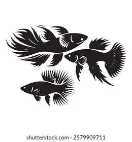 Creative collection of an sea fish silhouette design