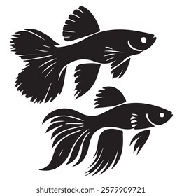 Creative collection of an sea fish silhouette design