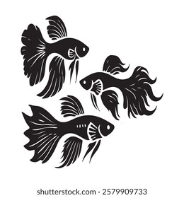 Creative collection of an sea fish silhouette design