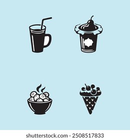 Colección creativa de varios diseños de iconos de alimentos