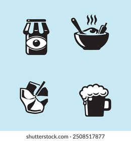 Creative Collection of various Food Icon Design