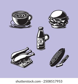 Creative Collection of various Food Icon Design