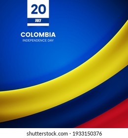 Creative Colombia flag on fabric texture. Vintage style independence day background