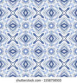 Creative color abstract geometric pattern, vector seamless in blue, can be used for printing onto fabric, interior, design, textile