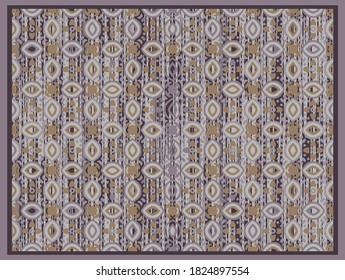 Creative color abstract geometric pattern in violet and gold  color, fabric texture design, can be used for printing on fabric, interior, design, textile, carpet, rug.