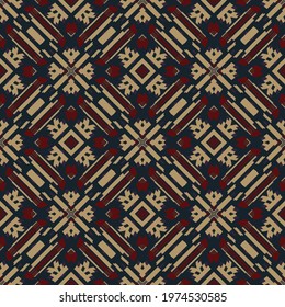 Creative color abstract geometric pattern in beige brown blue, vector seamless, can be used for printing onto fabric, interior, design, textile.