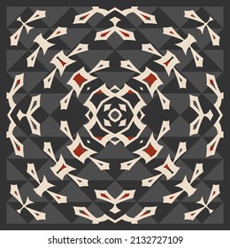 Patrón geométrico abstracto de color creativo en beige rojo negro, se puede usar para imprimir en tela, interior, diseño, textil, alfombra.