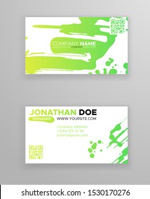 Creative color business card templates with minimalistic design. Abstract ink brush strokes. Vector Illustration.