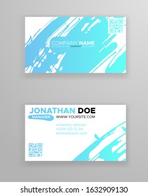 Creative color business card templates with minimalistic design. Abstract ink brush strokes. Vector Illustration.