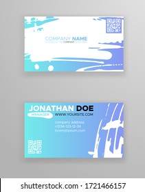 Creative color business card templates with minimalistic design. Abstract ink brush strokes. Vector Illustration.