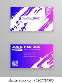 Creative color business card templates with minimalistic design. Abstract ink brush strokes. Vector Illustration.